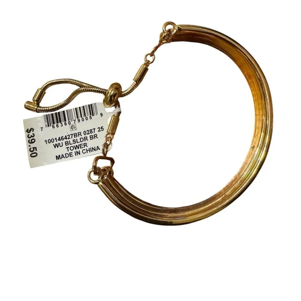 Alfani Gold-Tone Faux-Leather Inlay Slider Bracelet